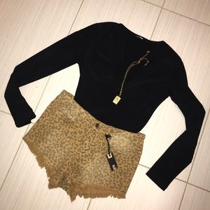 Cheetah print distressed high waisted shorts XS